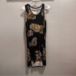 Maurices Black Midi Dress with‎ Gold Leaf Design